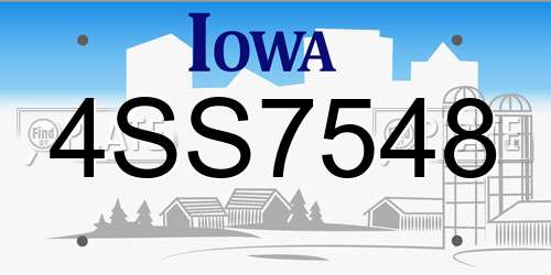4SS7548 Iowa License Plate
