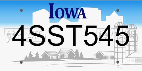 4SST545 Iowa License Plate