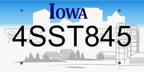 4SST845 Iowa License Plate