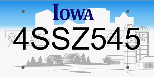 4SSZ545 Iowa License Plate