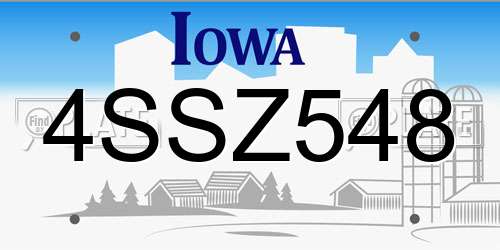 4SSZ548 Iowa License Plate