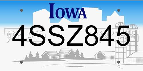 4SSZ845 Iowa License Plate