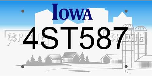 4ST587 Iowa License Plate