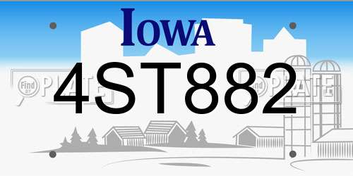 4ST882 Iowa License Plate