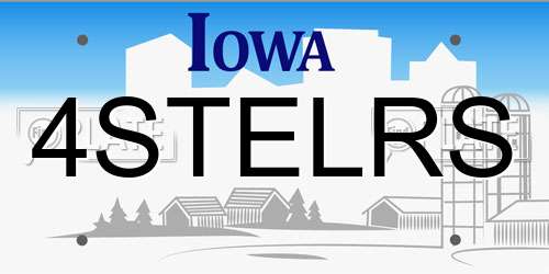 4STELRS Iowa License Plate