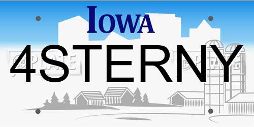 4STERNY Iowa License Plate