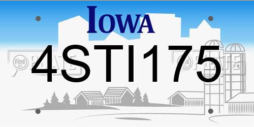 4STI175 Iowa License Plate