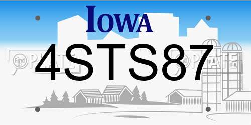 4STS87 Iowa License Plate