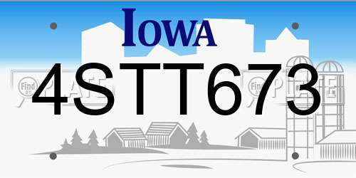 4STT673 Iowa License Plate