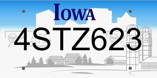 4STZ623 Iowa License Plate