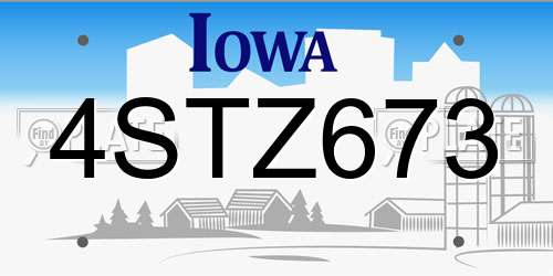 4STZ673 Iowa License Plate