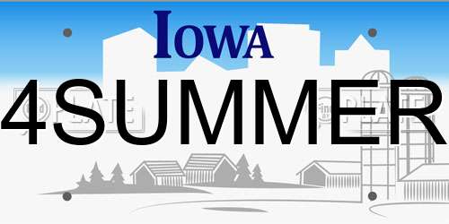 4SUMMER Iowa License Plate