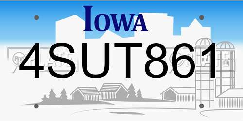 4SUT861 Iowa License Plate