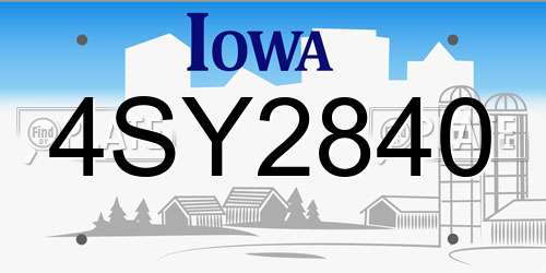 4SY2840 Iowa License Plate