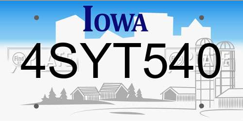 4SYT540 Iowa License Plate