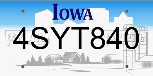 4SYT840 Iowa License Plate