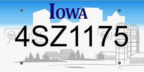 4SZ1175 Iowa License Plate