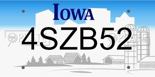 4SZB52 Iowa License Plate