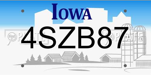 4SZB87 Iowa License Plate