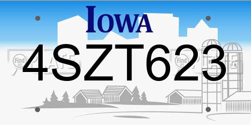4SZT623 Iowa License Plate