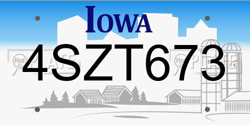 4SZT673 Iowa License Plate