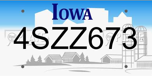 4SZZ673 Iowa License Plate