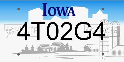 4T02G4 Iowa License Plate
