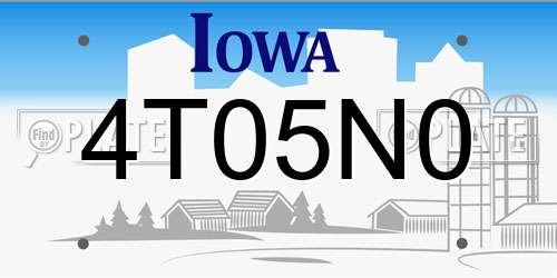 4T05N0 Iowa License Plate