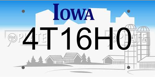 4T16H0 Iowa License Plate