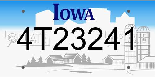 4T23241 Iowa License Plate