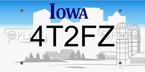 4T2FZ Iowa License Plate