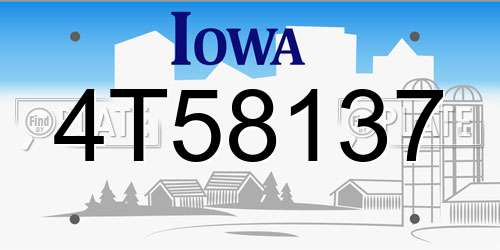 4T58137 Iowa License Plate