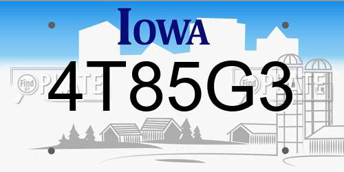 4T85G3 Iowa License Plate