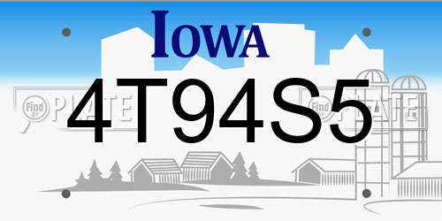 4T94S5 Iowa License Plate