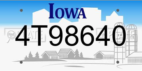 4T98640 Iowa License Plate