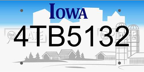 4TB5132 Iowa License Plate