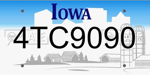 4TC9090 Iowa License Plate