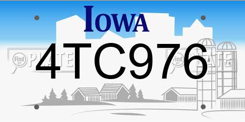 4TC976 Iowa License Plate
