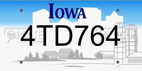 4TD764 Iowa License Plate