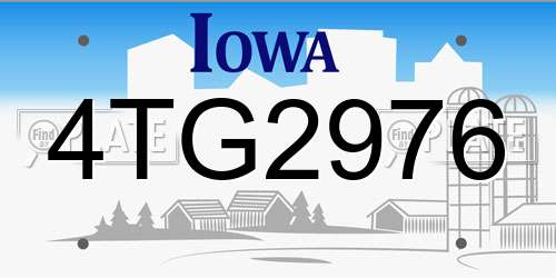 4TG2976 Iowa License Plate