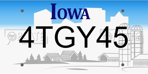 4TGY45 Iowa License Plate