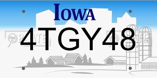 4TGY48 Iowa License Plate