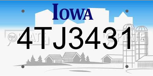 4TJ3431 Iowa License Plate