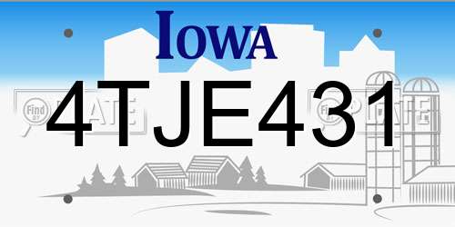 4TJE431 Iowa License Plate