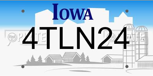 4TLN24 Iowa License Plate