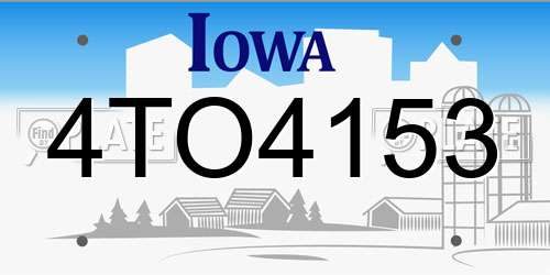 4TO4153 Iowa License Plate