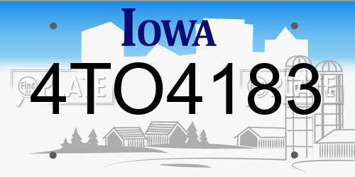 4TO4183 Iowa License Plate