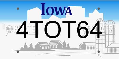 4TOT64 Iowa License Plate