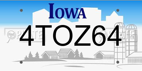 4TOZ64 Iowa License Plate