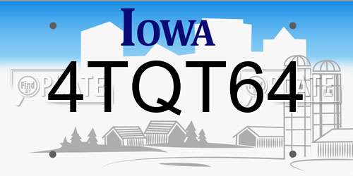 4TQT64 Iowa License Plate